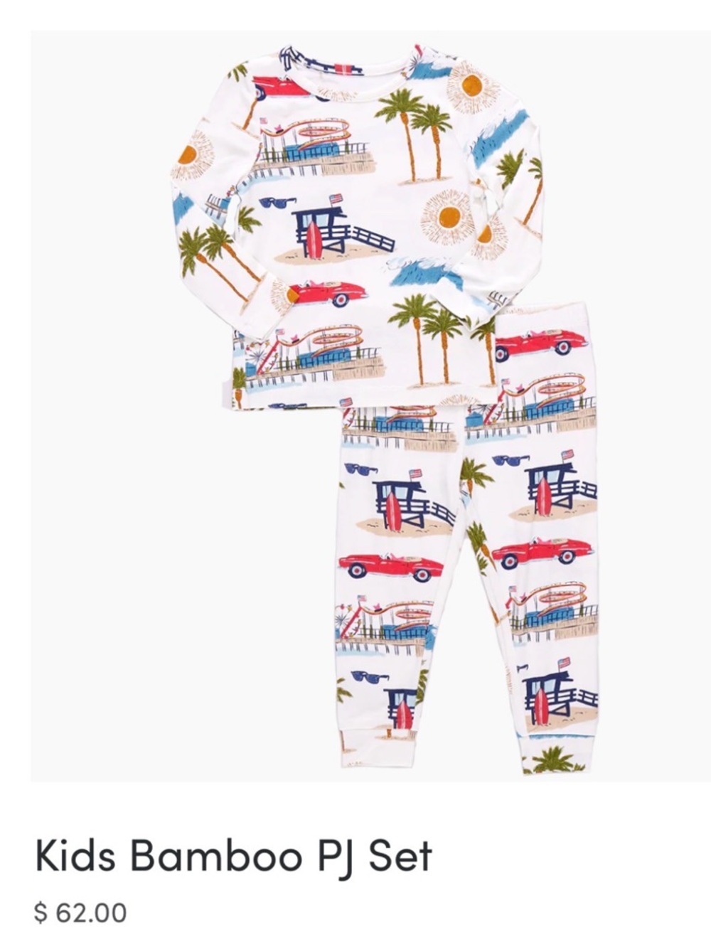 Pink Chicken California Love Bamboo pj set size 4years